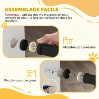 PawHut Barrière de sécurité animaux porte fermeture automatique système de double verrouillage sans perçage 3 extensions noir(m-7)