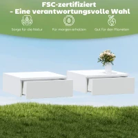 HOMCOM 2er-Set Nachttische, wandmontiertes Design, Schublade, für Schlafzimmer, Spanplatte, Weiß(m-7)