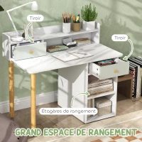 AIYAPLAY Bureau enfant avec chaise, table enfant et chaise avec 2 tiroirs et étagères ouvertes, 85 x 48 x 73 cm, vert(m-5)