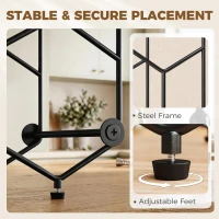 HOMCOM Stojak na wino na 13 butelek z metalową konstrukcją i wzorem plastra miodu, regulowane nóżki, zabezpieczenie przed przewróceniem, czarny, 43 x 15,5 x 31 cm(m-6)