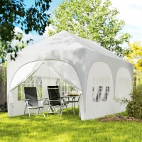Outsunny 3 x 6 m pop-up paviljoen met zijwanden, 6 zandzakken, hoogteverstelbaar dak, tuinfeest-tent met draagtas(m-10)