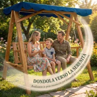 Outsunny Dondolo da Giardino 3 Posti in Legno con Baldacchino 205x133x186cm(m-4)