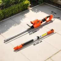 Outsunny Taille-Haies Électrique avec Manche Télescopique Lame 51 cm 2 Batteries 4,0 Ah  112,5x15x14,5cm, Orange(m-3)