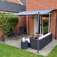 Outsunny 3x3m Metal Pergola with Canopy Garden Awning for Garden Parties, Grey(m-8)