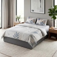 HOMCOM Struttura Letto Matrimoniale a Doghe con 3 Cassetti, in Legno, Poliestere e Metallo, 165x193x30 cm, Grigio(m-9)