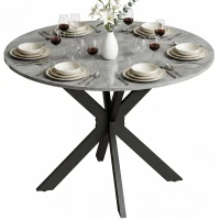 HOMCOM Tavolo Pieghevole 2-6 Persone, Ali Pieghevoli, Struttura Acciaio Doppia X, Grigio Cemento(m-10)