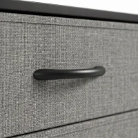 HOMCOM Cómoda con 5 Cajones de Tela Cómoda para Dormitorio Marco de Acero Cajonera para Salón Oficina Gris Oscuro y Negro(m-9)