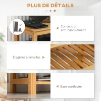 HOMCOM Étagère à chaussures à 5 niveaux, porte-chaussures en bambou avec 4 étagères à lattes, 80x29x82cm, effet bois naturel(m-6)
