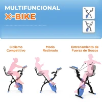 HOMCOM Bicicleta Estática Plegable con Respaldo 8 Niveles de Resistencia Volante Pantalla LCD Pulsómetro y Sillín Ajustable(m-8)