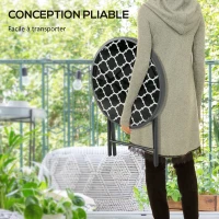 Outsunny Table basse pliante table d'appoint pliante plateau en verre trempé motifs noirs et blancs en métal Ø 45 x 50 cm noir(m-4)