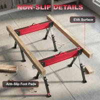 HOMCOM 2-delige set zaagbokken tot 1160 kg, inklapbaar, 7-voudig in hoogte verstelbaar (64-81 cm), metalen werkbokken met handgreep, rood(m-9)