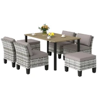 Outsunny Seven-Piece Rattan Dining Set - Grey(m-11)