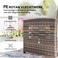 Outsunny Rattan Tuinmeubelset 5-delig Balkonmeubelset met 2 Stoelen, Kussens, Voetenbankjes, Tafel, Opbergruimte Crème(m-6)