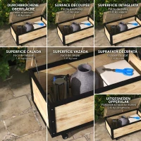 Outsunny Tuinopbergbox, 121 liter, 2 wielen, weerbestendig, metalen frame, natuurlijk hout, 100x50x43 cm(m-7)