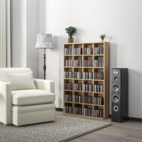 HOMCOM Meuble de rangement multimédia 456 CD/ 336 DVD - bibliothèque en bois avec étagères réglables 89 x 130,5 cm bois naturel(m-10)