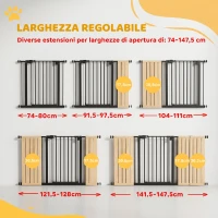 PawHut Cancellino per Cani a 3 Estensioni con Larghezza Regolabile fino a 147.5 cm e Chiusura Automatica, Nero(m-4)