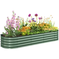 Outsunny Jardinière surélevée carré potager de jardin en acier modulable légumes, plantes, fleurs, dim. 195 x 62 x 30 cm vert(m-11)