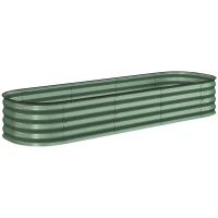 Outsunny Jardinière surélevée carré potager de jardin en acier modulable légumes, plantes, fleurs, dim. 195 x 62 x 30 cm vert(m-12)