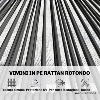 Outsunny Set Mobili Giardino Rattan 4 Pezzi, Divano Esterno con Tavolino Metallo, Nero(m-5)