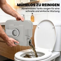 HOMCOM Outdoor-WC, tragbare Toilette, Abfalltank, Spültank, Kunststoff, Deckel, Grau(m-6)