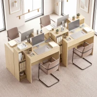 HOMCOM Bureau avec rangement, bureau d'ordinateur avec 3 étagères de rangement et tiroir, 100 x 40 x 90 cm, bois naturel(m-9)