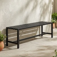 Outsunny Panchina Moderna Industriale da Esterno per Patio e Giardino, Senza Schienale, Nero(m-2)