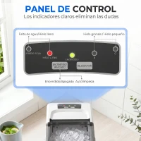 HOMCOM Máquina de Hielo Autolimpiable 12 kg/24H 9 Cubitos Listos en 7 Minutos 2 Tamaños de Hielo 1,5L Depósito Blanco(m-6)