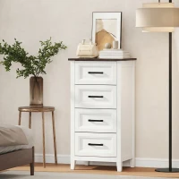 HOMCOM Cassettiera con 4 Cassetti, Mobile Alto per Camera da Letto e Soggiorno(m-2)
