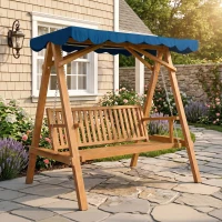 Outsunny Dondolo da Giardino 3 Posti in Legno con Baldacchino 205x133x186cm(m-2)