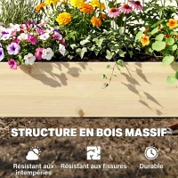 Outsunny Carré Potager de Jardin dim. 244 x 61,5 x 27 cm Feutre de Drainage, séparation Inclus Bois de Sapin(m-7)