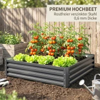 Outsunny Gartenbeet, Pflanzkasten mit Stahlgehäuse, Hellgrau, 120 x 120 x 30 cm(m-8)
