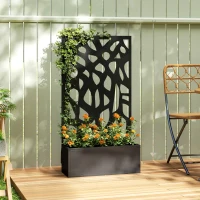 Outsunny Metal Raised Garden Bed with Trellis, Outdoor Planter Box with Privacy Screen, Elevated Garden Box for Climbing Plants(m-2)