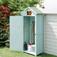 Outsunny Armoire de jardin extérieur abri de jardin en bois abri pour outils 3 étagères 2 Portes loquets Toit Pente bitumé 77L x 54l x 179H cm Sapin traité Bleu(m-9)
