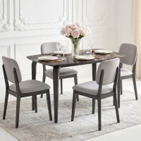 HOMCOM Tavolo 4 Persone, 130x70 cm, Moderno con Piano in Pietra Sinterizzata, Marrone(m-7)