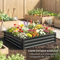 Outsunny Carré potager de jardin acier galvanisée 120 x 120 x 30 cm gris(m-7)