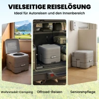 HOMCOM Outdoor-WC, tragbare Toilette, Abfalltank, Spültank, Kunststoff, Deckel, Grau(m-8)