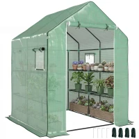 Outsunny Serre de jardin avec 1 porte, 1 fenetres, étagères 3 niveaux pour Légumes Plantes Fleurs Bâche PE 140 x 143 x 190 cm(m-11)