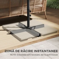 Outsunny Umbrelă Dublă cu 12 Spițe, Bază în Cruce și Manivelă, din Oțel și Poliester, 455x265x238 cm, Gri(m-6)