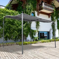 Outsunny 3x3m Metal Pergola with Canopy Garden Awning for Garden Parties, Grey(m-14)