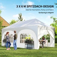 Outsunny 3 x 6 m Pop-Up-Pavillon mit Seitenwänden, 6 Sandsäcken, höhenverstellbarem Dach, Gartenparty-Zelt mit Tragetasche(m-4)