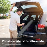 Outsunny Ombrellone da Spiaggia Inclinabile con Ancora per la Sabbia e Borsa da Trasporto, Ø150x185 cm, Grigio Scuro(m-7)