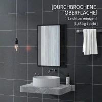 HOMCOM Oglindă de Perete Dreptunghiulară cu Agățători, din Sticlă și MDF, 60x80 cm, Neagră(m-7)