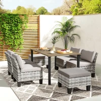 Outsunny Seven-Piece Rattan Dining Set - Grey(m-8)