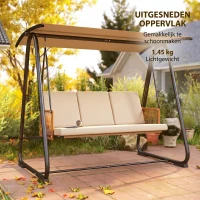 Outsunny Hollywoodschommel, 3-zits tuinbank met verstelbare zonneluifel, afneembare ademende zitkussens(m-9)