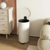 HOMCOM Poubelle cuisine 30L, poubelle à pédale avec seau intérieur amovible, couvercle à fermeture douce, 36x30x60,5cm, crème(m-9)