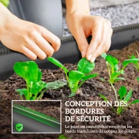 Outsunny Jardinière surélevée carré potager de jardin en acier modulable légumes, plantes, fleurs, dim. 195 x 62 x 30 cm gris(m-6)