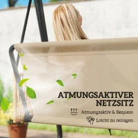 Outsunny Hollywoodschommel, 3-zits tuinbank met verstelbare zonneluifel, afneembare ademende zitkussens(m-7)