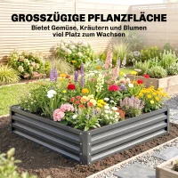 Outsunny Gartenbeet, Pflanzkasten mit Stahlgehäuse, Hellgrau, 120 x 120 x 30 cm(m-4)