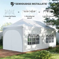 Outsunny 3 x 6 m pop-up paviljoen met zijwanden, 6 zandzakken, hoogteverstelbaar dak, tuinfeest-tent met draagtas(m-8)