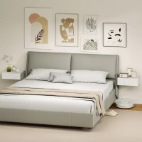 HOMCOM 2er-Set Nachttische, wandmontiertes Design, Schublade, für Schlafzimmer, Spanplatte, Weiß(m-8)